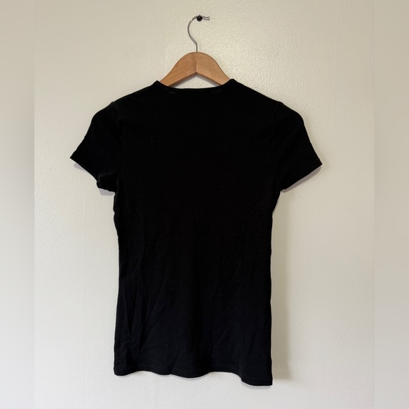 Lauren Ralph‎ Lauren Black Ribbed Crew Neck Short Sleeve T- Shirt Women's M - Picture 2 of 6